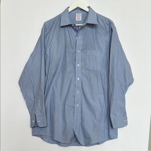 Brooks Brothers 100% Cotton Madison Classic Blue Dress Shirt Pattern Men 17-34